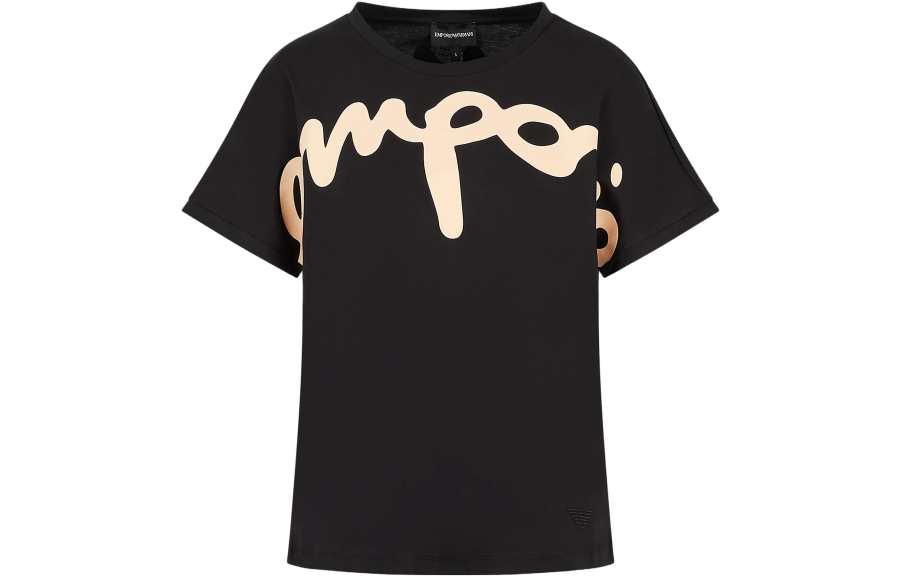EMPORIO ARMANI T Shirts Women's Black Crew Neck Thin Straight Fit