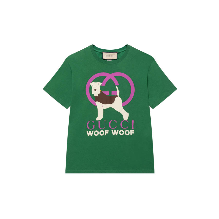 GUCCI SS23 Drop Shoulder Sleeve T Shirt Women's Green