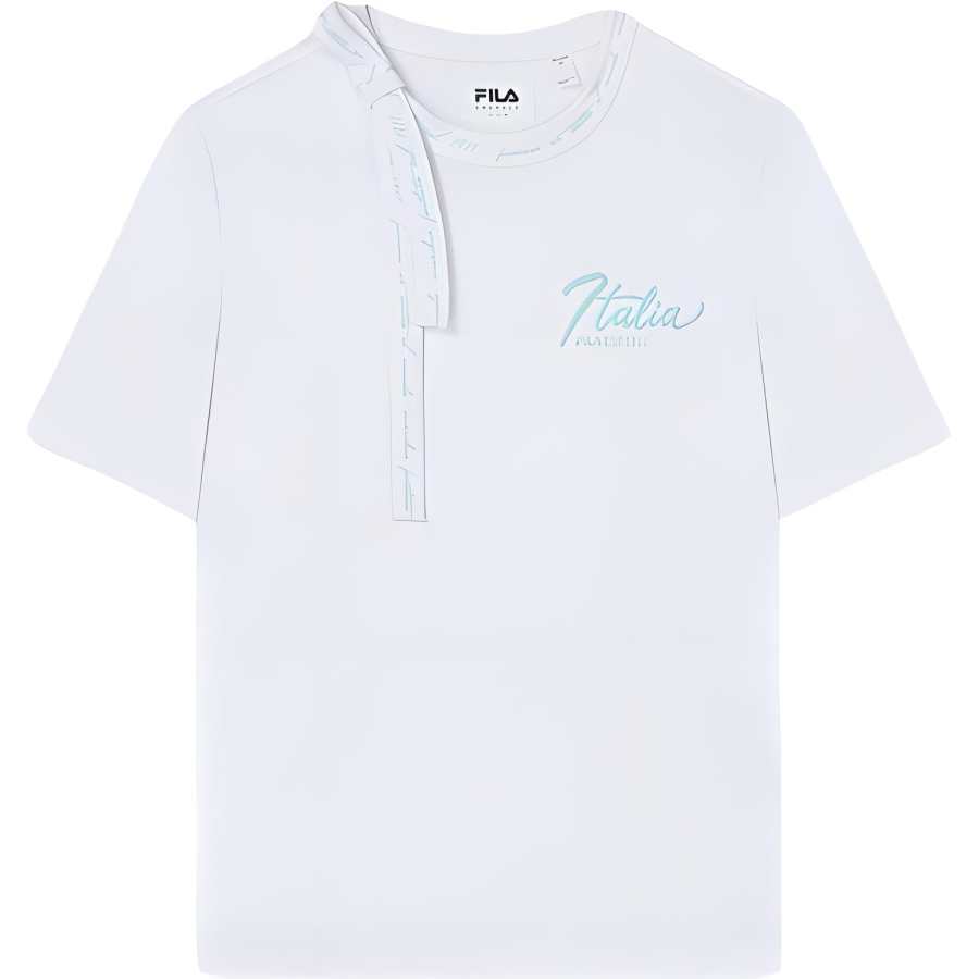 FILA T Shirts Women's White Crew Neck Moderate Straight Fit