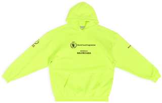 Balenciaga X WFP Sweatshirts Women's Neon Yellow Hooded Moderate Heavyweight
