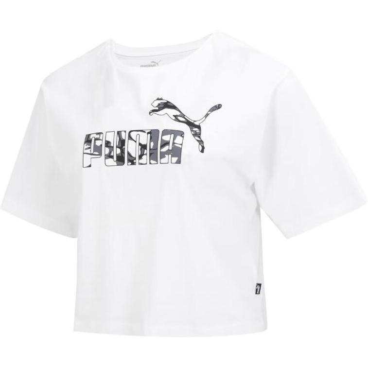 PUMA T Shirts Women's White Crew Neck Moderate Straight Fit