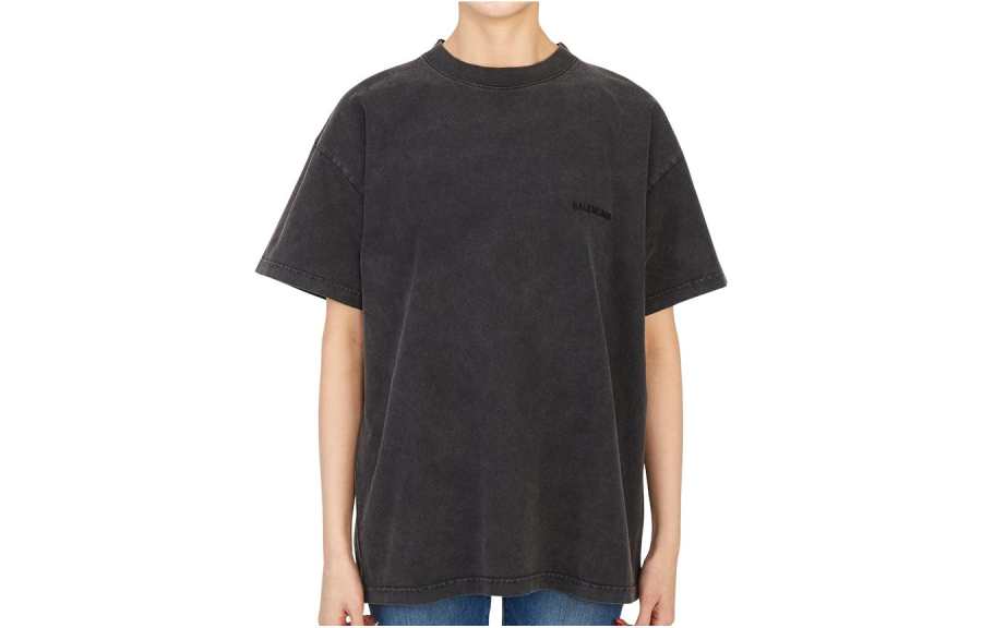 Balenciaga SS22 Drop Shoulder Sleeve T Shirt Women's Black Gray Loose Fit