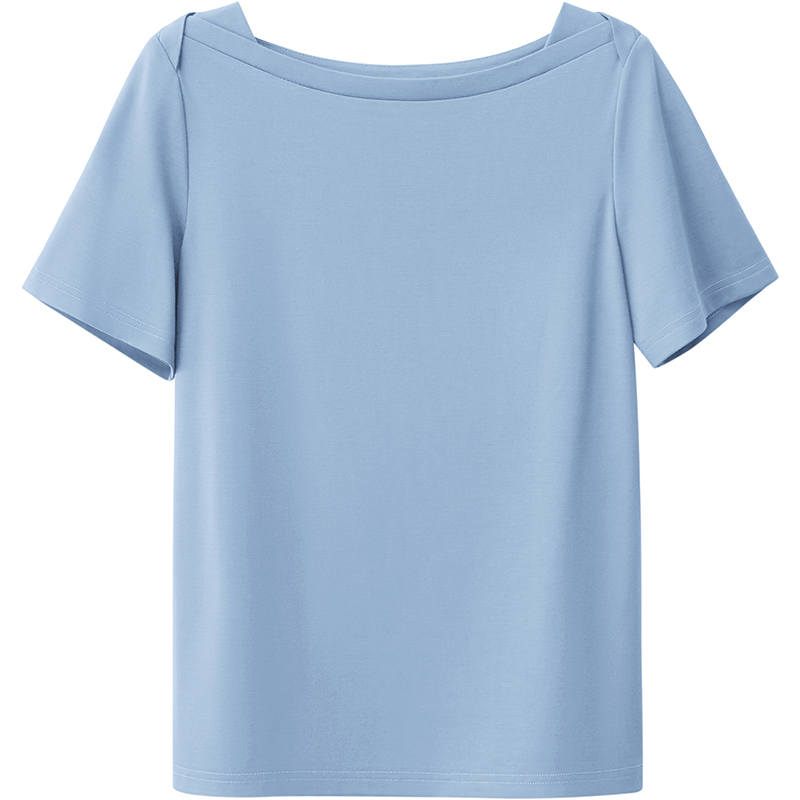 AMII T Shirts Women's Boat Neck Moderate Straight Fit