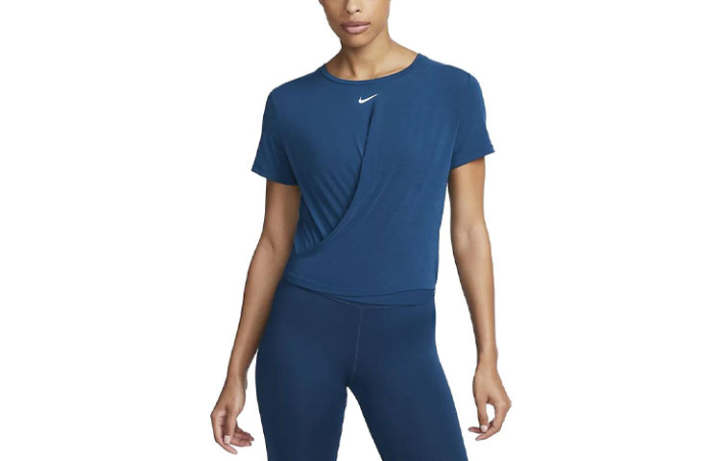 Nike Nike T Shirts Women's Navy Blue Crew Neck Moderate Straight Fit