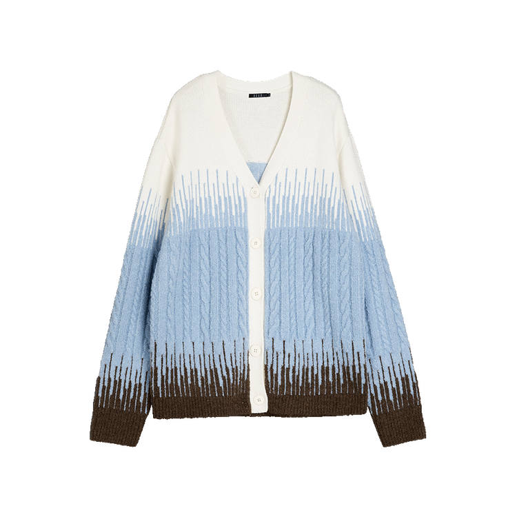 ELLE Sweaters Women's Blue V Neck Moderate Cardigan