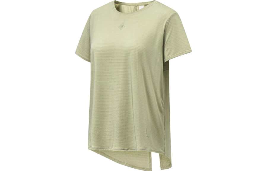 Li-Ning Li Ning Fitness Series T Shirts Women's Elm Branch Green Crew Neck Moderate Straight Fit