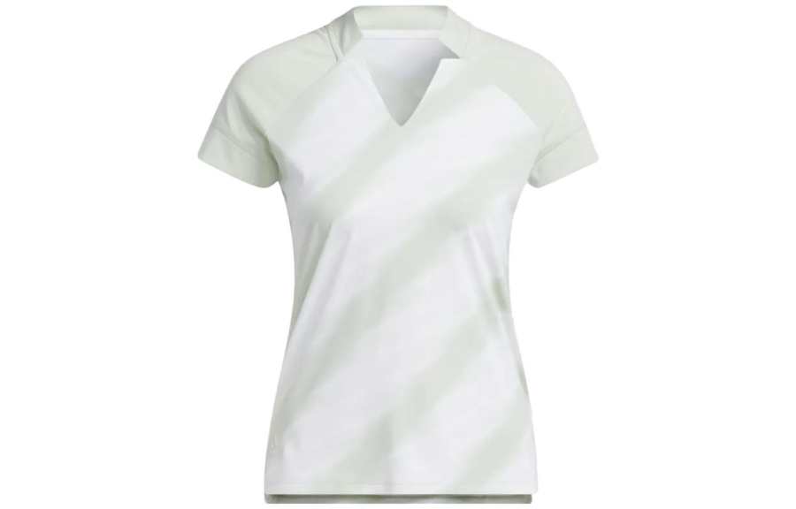 Adidas Adidas T Shirts Women's Green V Neck Moderate Straight Fit