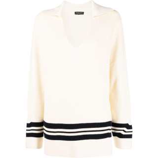 RAG&BONE Stripe-Trim Oversized V-Neck Jumper