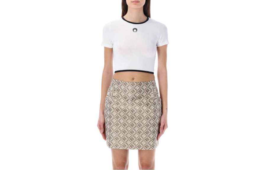 Marine Serre embroidered-motif crop top
