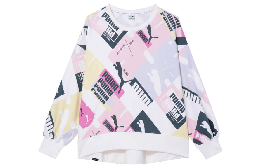 PUMA Sweatshirts Women's White Crew Neck Moderate Regular