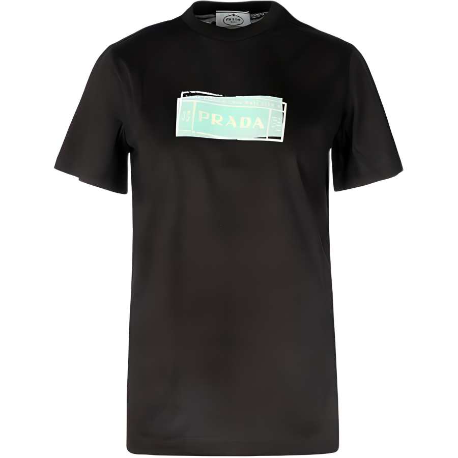 PRADA T Shirts Women's Black Crew Neck Moderate Straight Fit