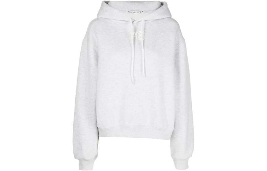 Alexander Wang T By Alexander Wang Logo Printed Drawstring Hoodie