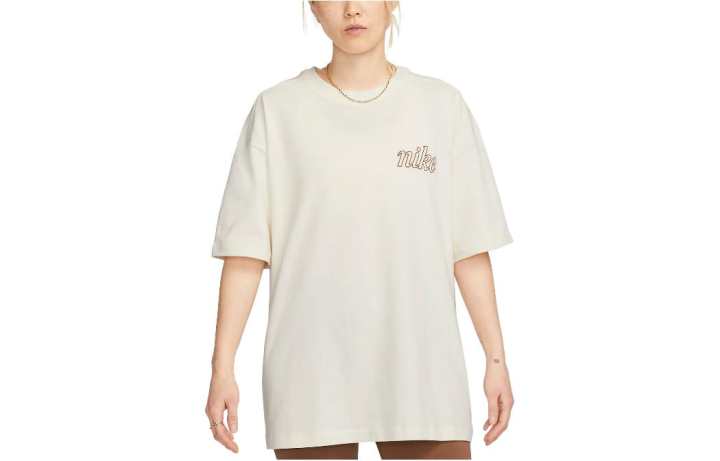 Nike Nike Women'ss Logo Cartoon Crewneck Pullover T-Shirt Beige