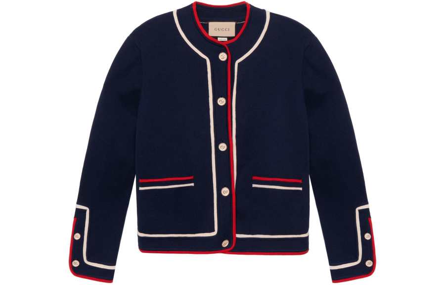 GUCCI Knitwear Women's Blue V Neck Moderate Cardigan