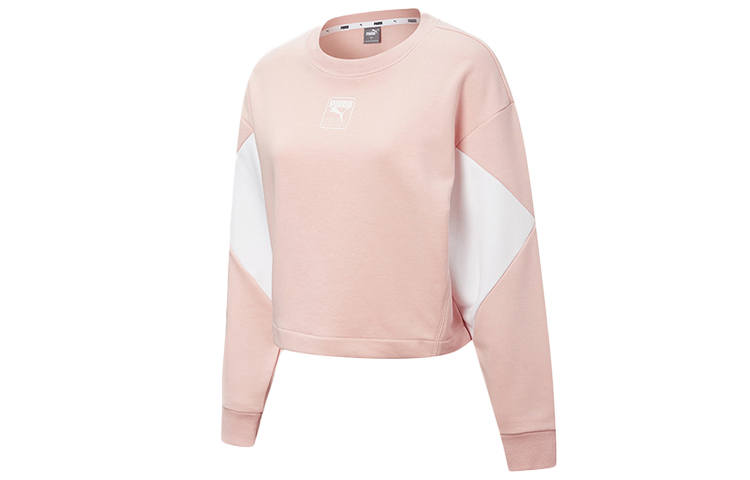 PUMA Sweatshirts Women's Pink Crew Neck Moderate Regular