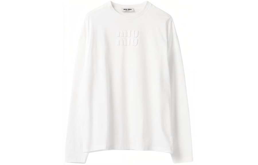 MIU MIU T Shirts Women's White Crew Neck Moderate Straight Fit