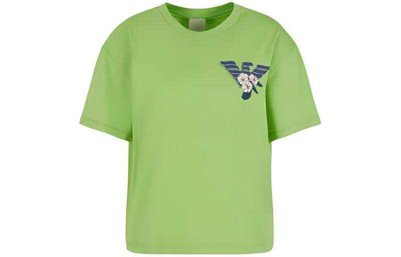 EMPORIO ARMANI SS24 Drop Shoulder Sleeve T Shirt Women's Green