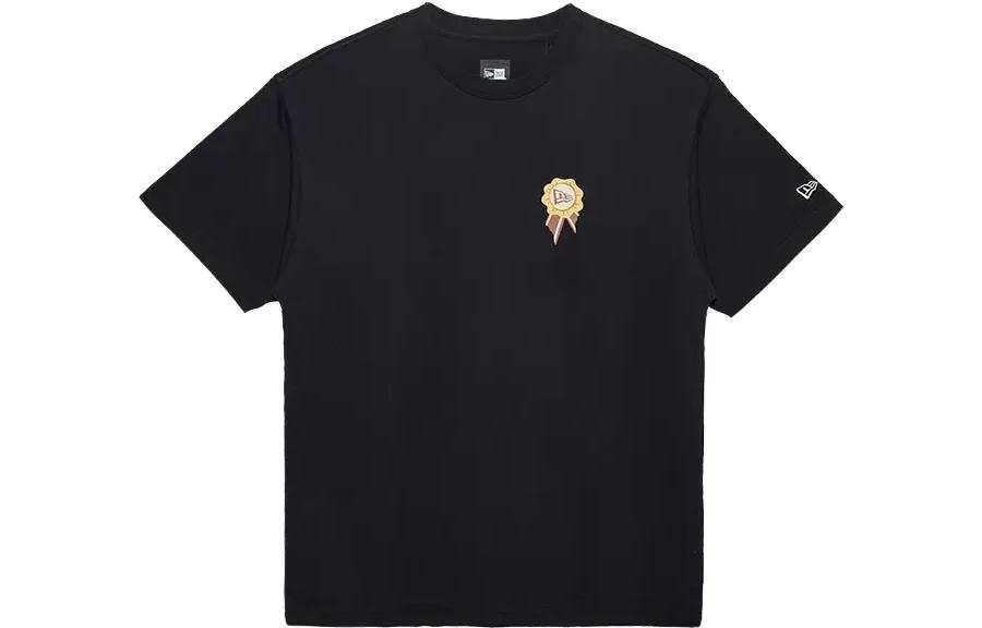 New Era T Shirts Women's Black Crew Neck Moderate Straight Fit