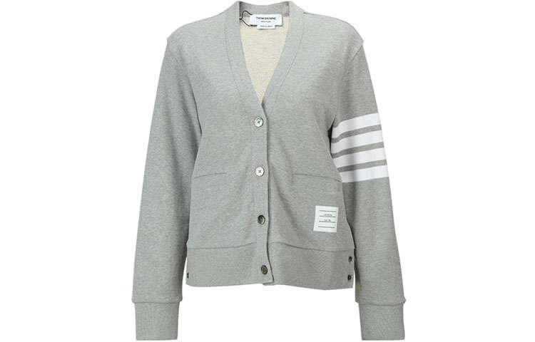 THOM BROWNE THOM BROWNE Logo Patch 4 Bar Sleeve Cardigan