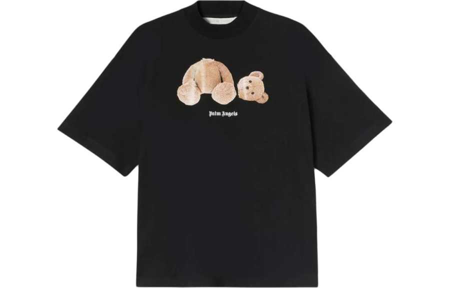 PALM ANGELS T Shirts Women's Black Crew Neck Moderate Straight Fit