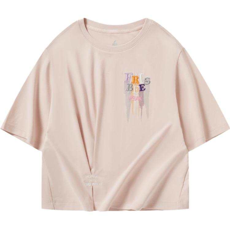 PEAK Running T Shirts Women's Pink Crew Neck Thin Straight Fit