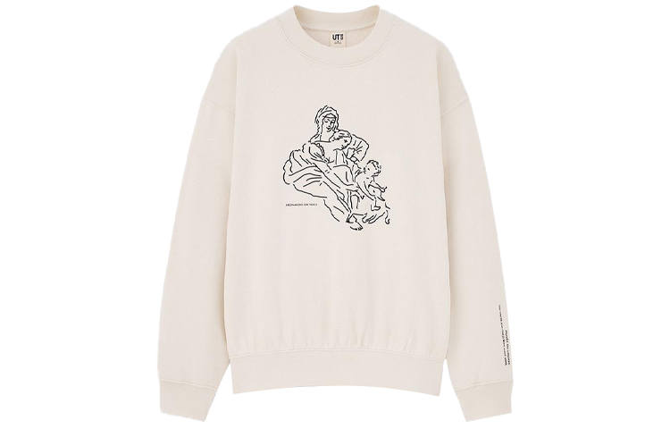 UNIQLO x LUFUGONGBOWUGUAN Long Sleeved Crew Neck Loose Fit Regular Sweatshirt Women's Light Beige