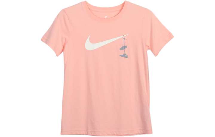 Nike Nike T Shirts Women's Orange Pink Crew Neck Moderate Straight Fit