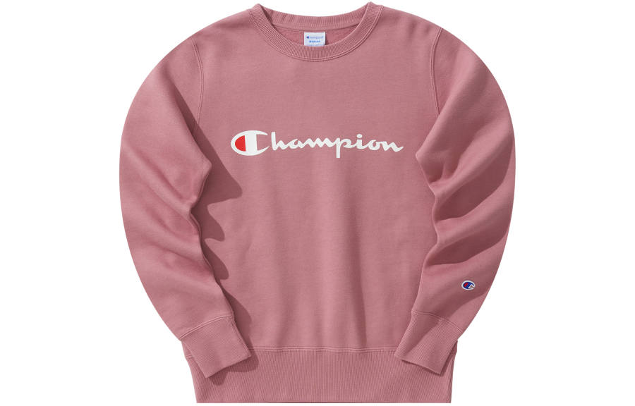 Champion Crew Neck Script Logo Minimalist Style Dopamine Dressing Sports Fleece Lined Casual Sweatshirt Japan Version