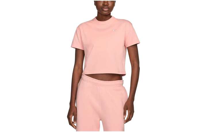 Nike Nike T Shirts Women's Bleached Coral Crew Neck Moderate Straight Fit
