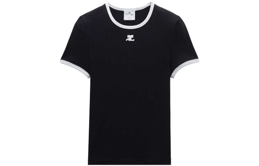 COURREGES Courrèges Bumpy Contrast T Shirt 'Black/Heritage White'