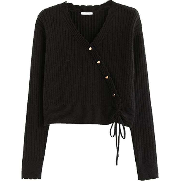 Tonlion Sweaters Women's Black V Neck Moderate Other