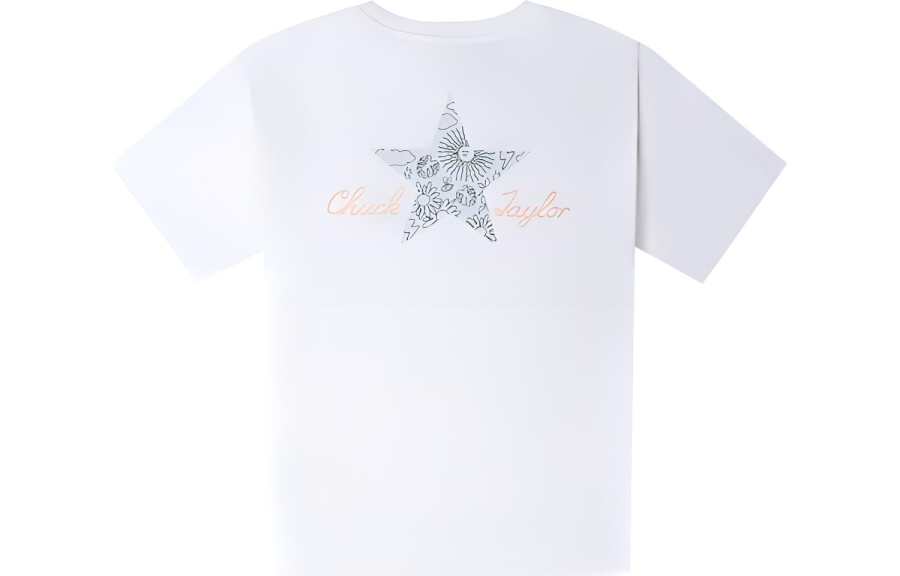 Converse T Shirts Women's White Crew Neck Moderate Straight Fit