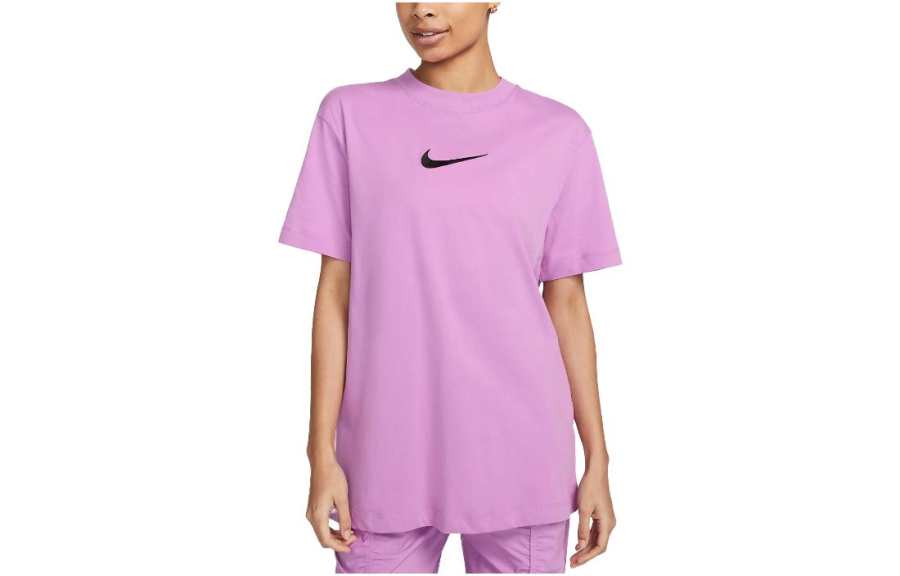 Nike Nike T Shirts Women's Violet Crew Neck Moderate Straight Fit