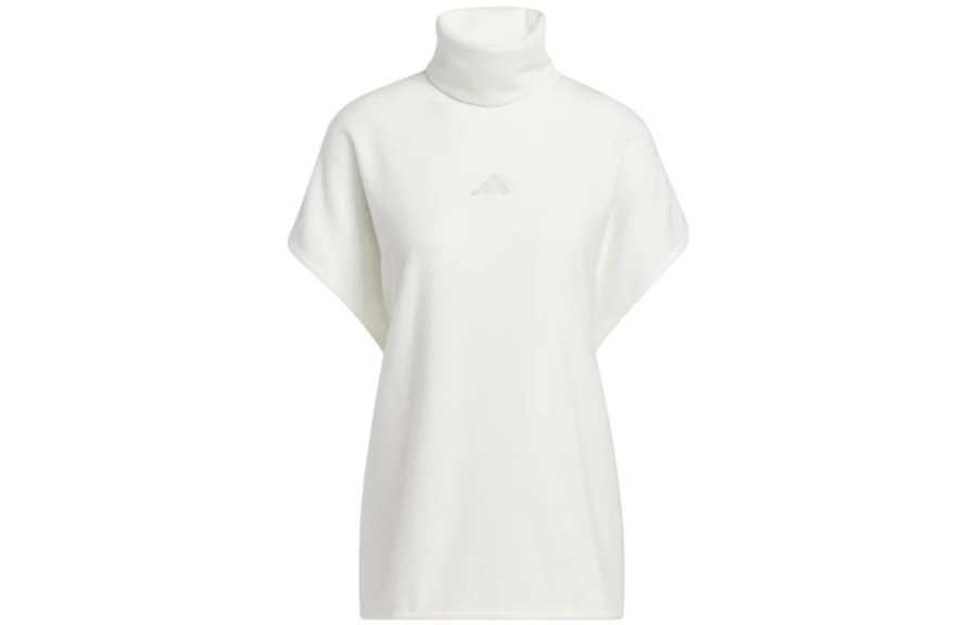 Adidas Adidas T Shirts Women's White Stand Collar Moderate Straight Fit