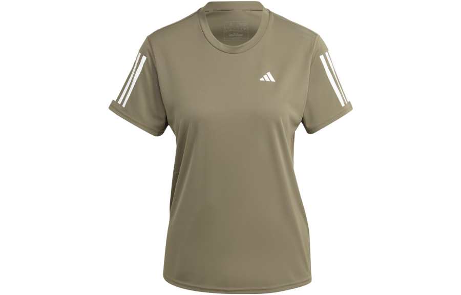 Adidas Adidas T Shirts Women's Olive Green Crew Neck Moderate Straight Fit