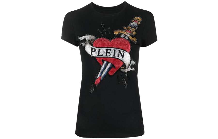 PHILIPP PLEIN 【Previous Season】crystal-embellished logo T-shirt
