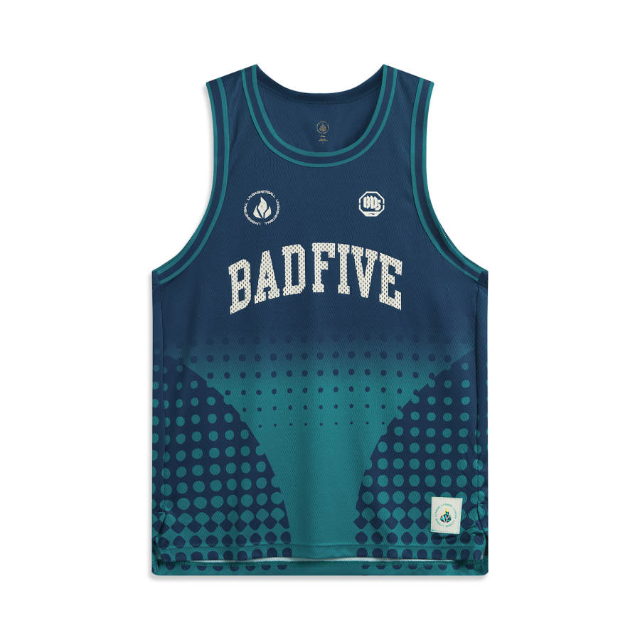 Li-Ning Li Ning Badfive Basketball Jersey Men's Dark Navy Blue Dragonfly Green All Over Print