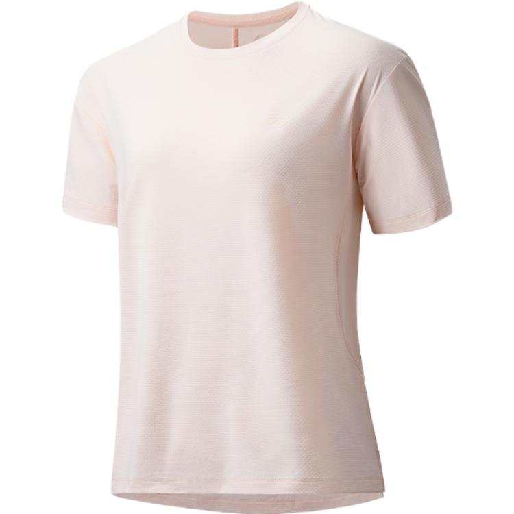 PEAK T Shirts Women's Light Pink Crew Neck Moderate Straight Fit
