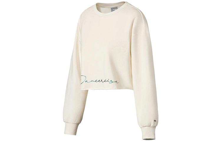 Li-Ning Li Ning Fitness Series Sweatshirts Women's Ecru Crew Neck Moderate Regular