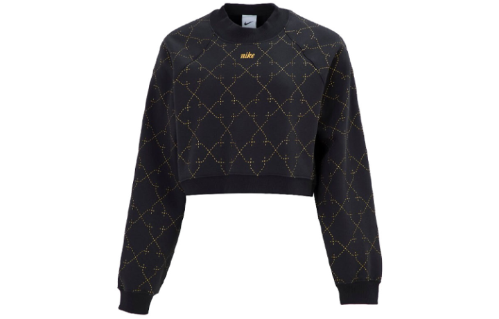 Nike Nike Women'ss Sporty Fleece Cropped Crewneck Pullover Sweatshirt Black