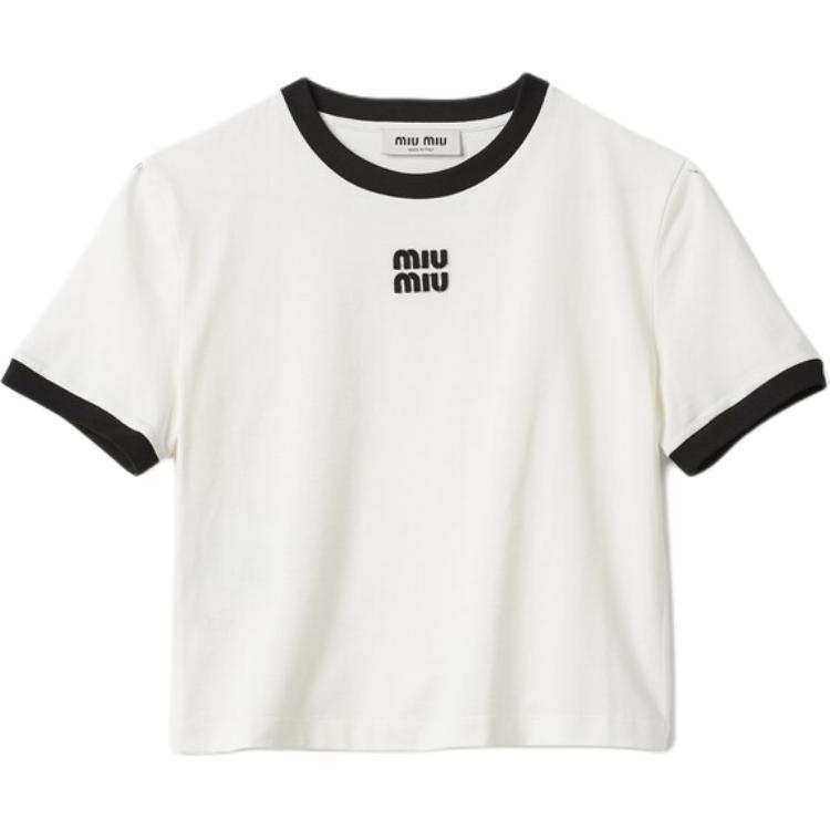 MIU MIU T Shirts Women's White Crew Neck Moderate Other