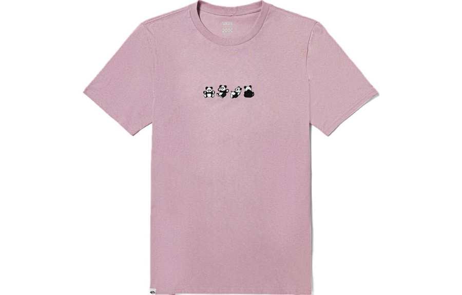Vans T Shirts Women's Gray Pink Crew Neck Moderate Straight Fit