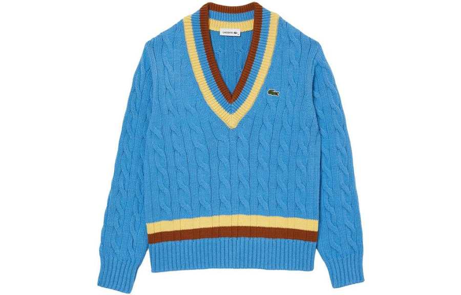 LACOSTE Sweaters Women's Blue V Neck Moderate Set