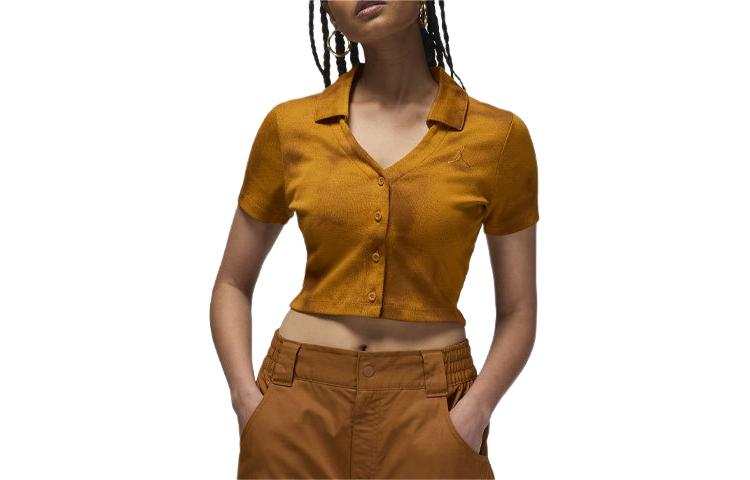 Jordan Jordan T Shirts Women's Gold V Neck Moderate Straight Fit