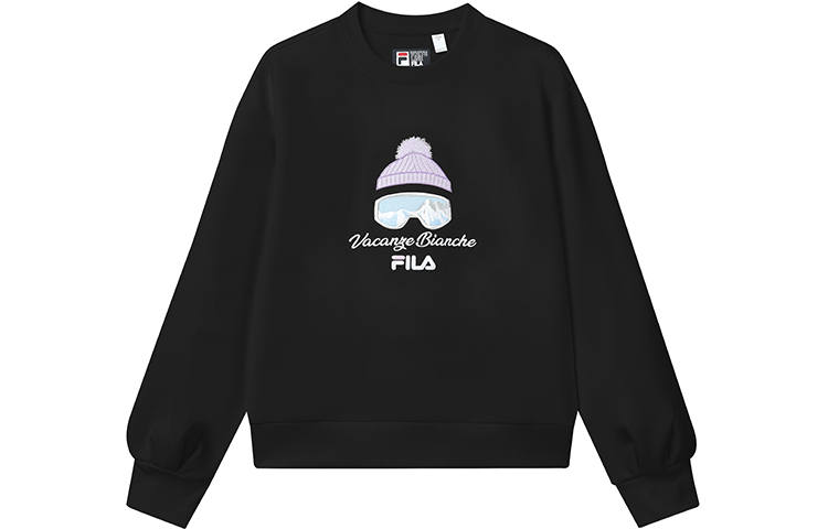 FILA Sweatshirts Women's Jet Black Crew Neck Moderate Regular