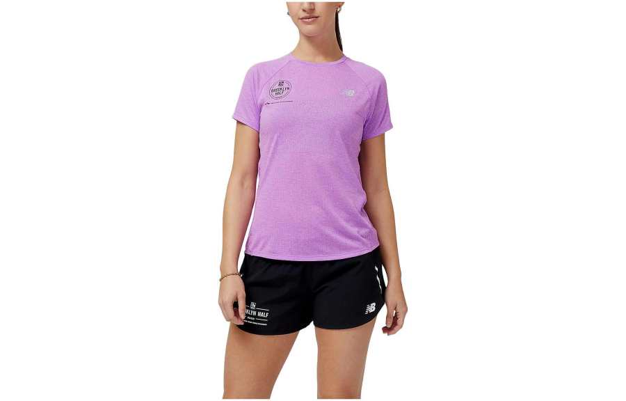 New Balance New Balance T Shirts Women's Purple Crew Neck Moderate Straight Fit