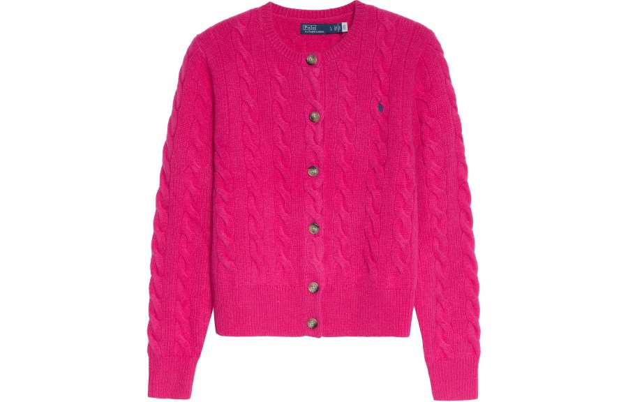 Polo Ralph Lauren Polo-Pony Cable-knit Cardigan Pink