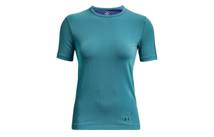 Under Armour RUSH T Shirts Women's Glacier Blue Crew Neck Moderate Straight Fit