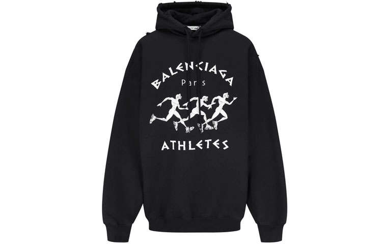 Balenciaga Athletes Logo Hoodie 'Black/White'