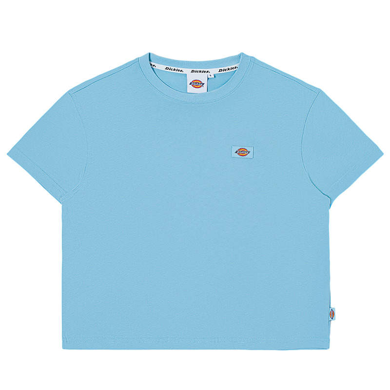 Dickies T Shirts Women's Sky Blue Crew Neck Moderate Straight Fit